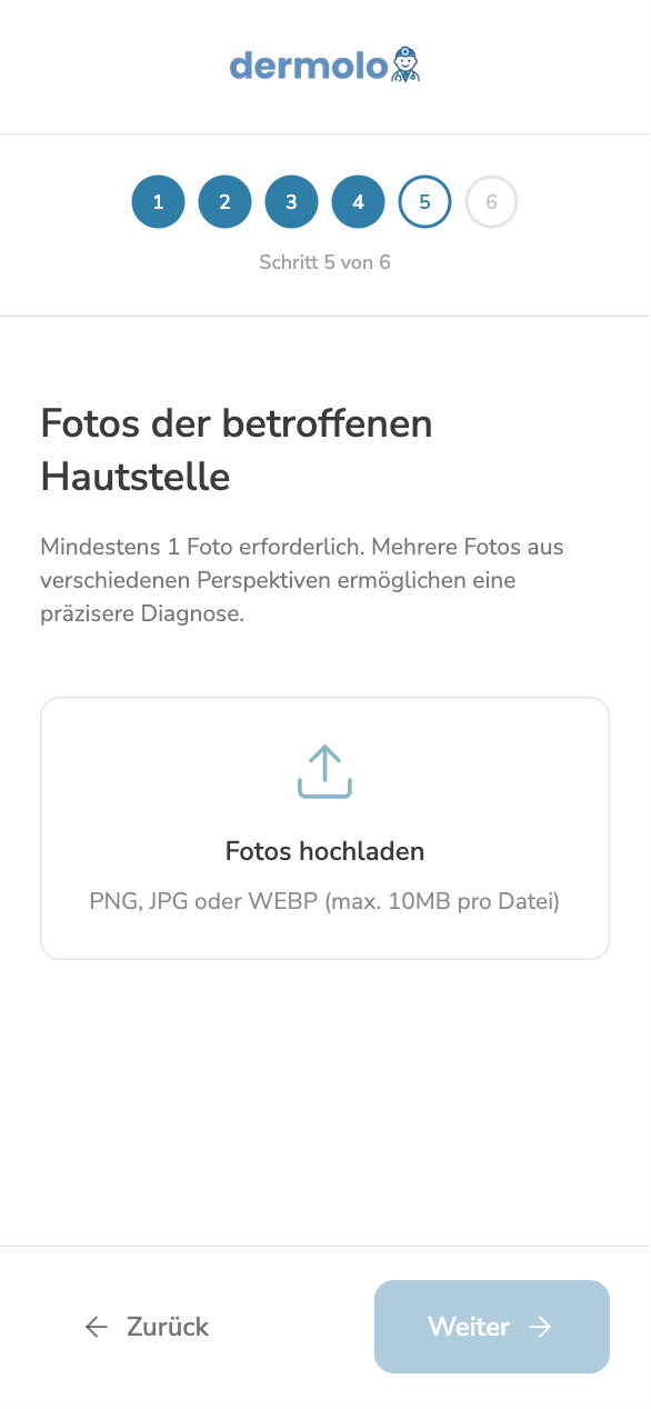 Hautfotos sicher hochladen